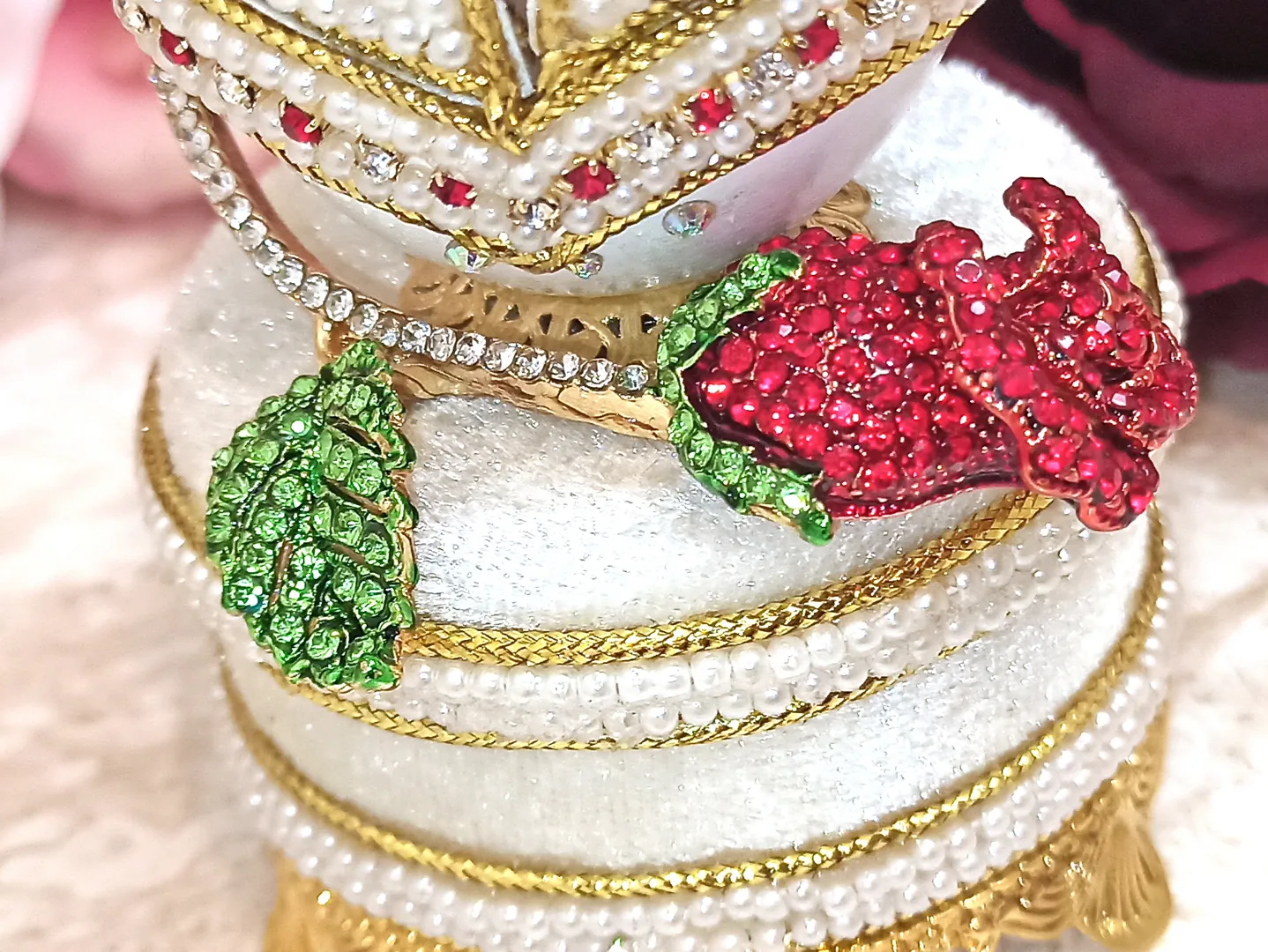 Luxury Wedding Gift, Faberge Egg Style Personalized, 24K Gold, Ruby Anniversary, 5ct, Faberge Music Box, Wedding Ornament, Handcarved, Faberge.