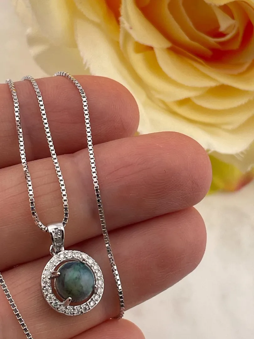 2ct Certified Green Solitaire Opal Diamond Pendant Natural Opal Necklace Green Opal Diamond Jewelry Women's Birthday Silver 18k White Gold