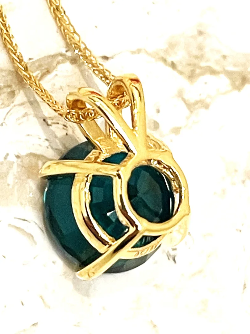 Solid 18k Gold Yellow Gold Natural Emerald Pendant Green Emerald Necklace Fine Jewelry May Birthstone GRC Certified Pendant Necklace 2 Carat