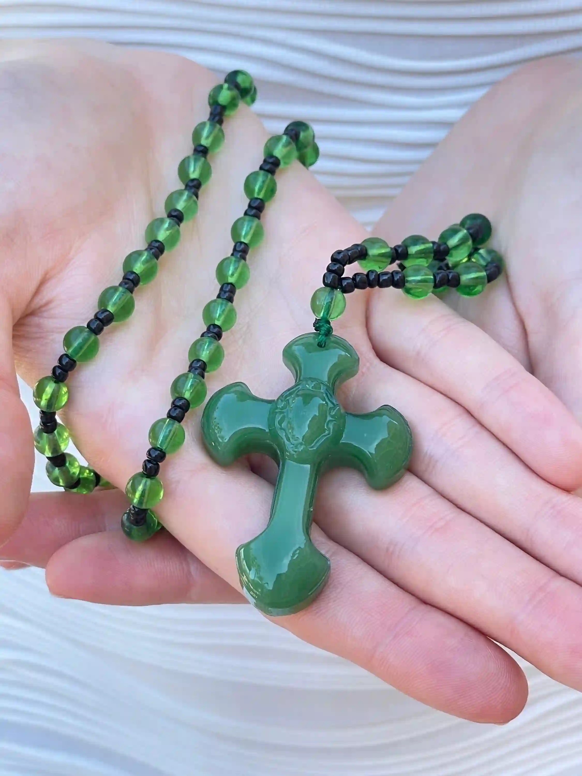 Rosary Cross Necklace Gemstone Rosary Christian Natural Gemstone Rosaries Religious Gift Prayer Necklace Christian gift HANDMADE Gem Jewelry 