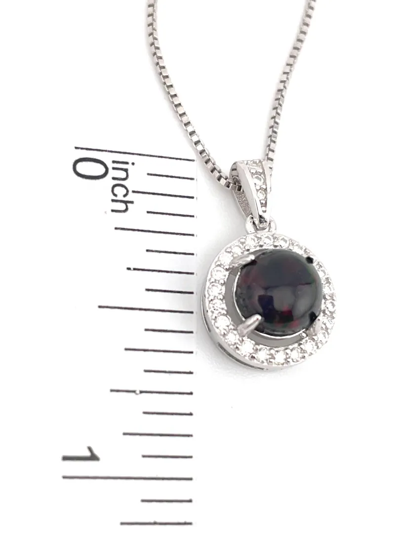 2.2ct Luxury Diamond Necklace NATURAL Opal Necklace Natural Opal Pendant Opal 2 Carat Diamond Jewelry for Women Solid Silver 18k White Gold