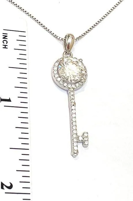 2.3ctw Certified Key Necklace Diamond Pendant Necklace Jewelry Solitaire Diamond Necklace Key Pendant 21st Birthday Graduation Gift for Her