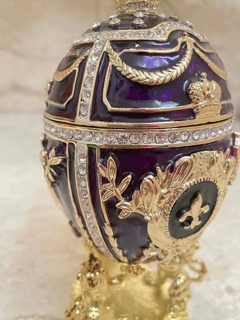 Exquisite 5* Faberge egg style Enamel Egg Graduation gift for Son. Fabergé egg Special Keepsake Grad gift for men. 24k Birthday present 5ct.