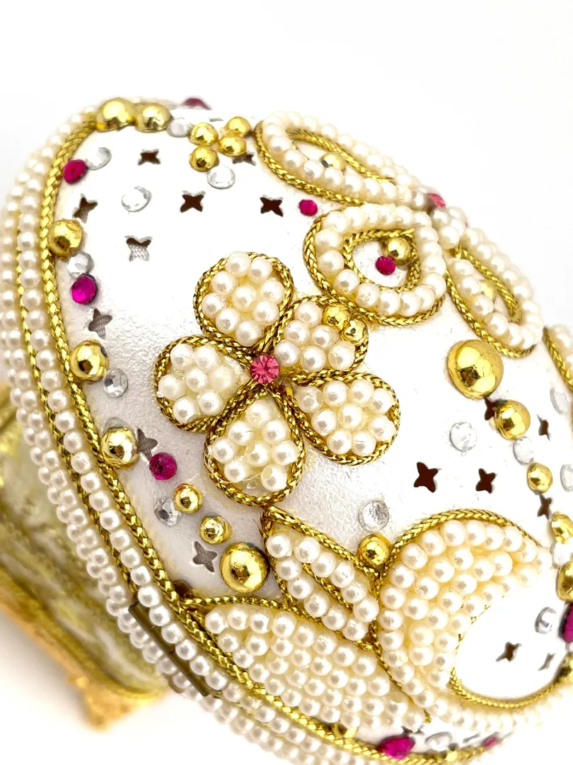 2004 UNIQUE Faberge Egg Love Boat Natural Faberge Egg Style Marriage Proposal Idea Ring Box Gift for Her Fabergé Engagement Gift Fiancé Wife