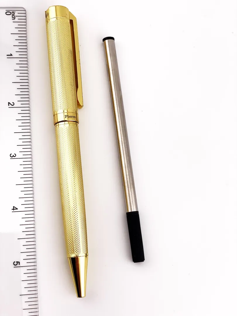 Pierre Lorren Antique Silver Ballpoint Pen Engraved Handmade Pen Set Ink Pen Writing Pen Birthday Gift 18kt Yellow Gold Over Silver Metal