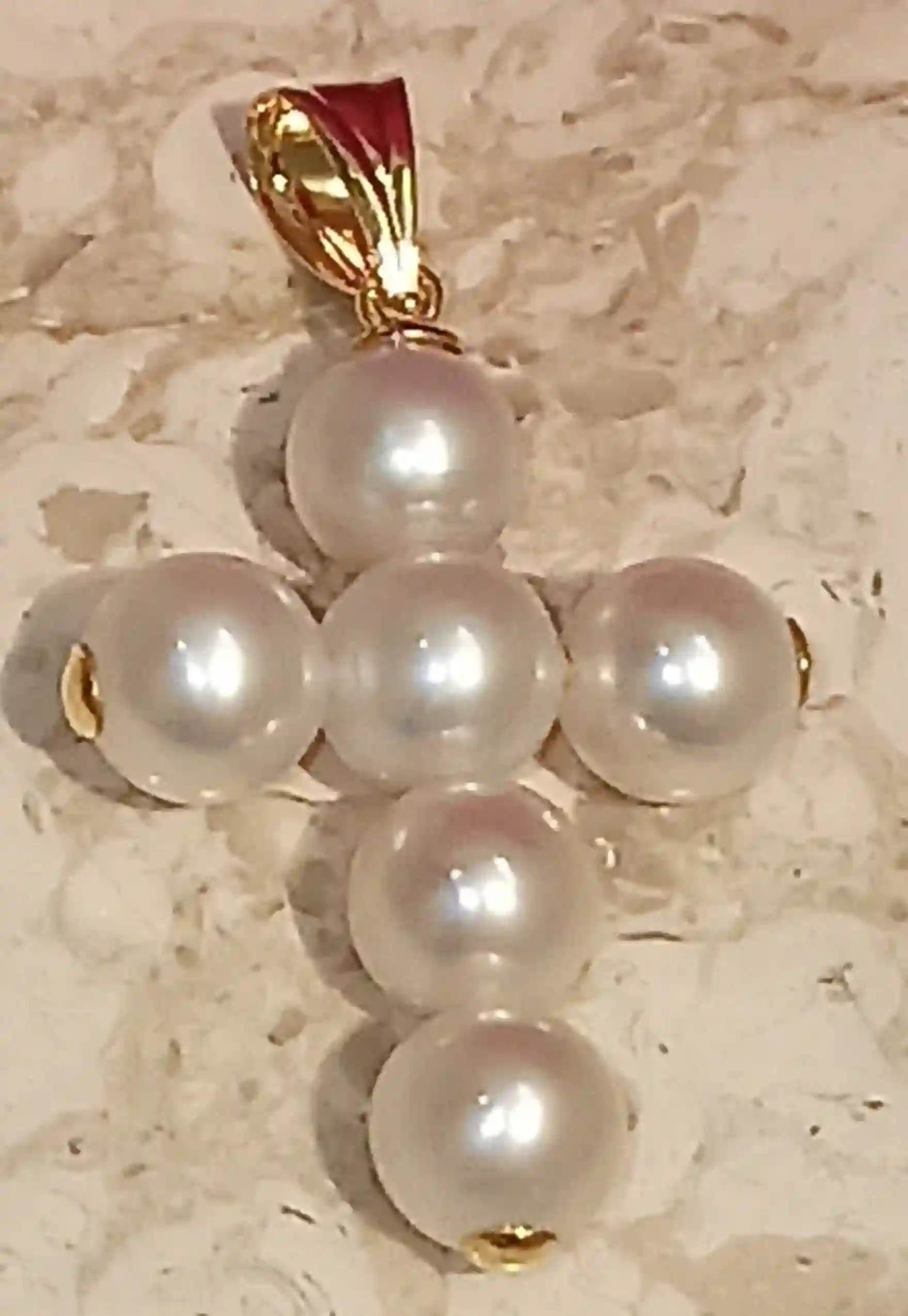 Designer Pearl Cross Pendant,SOLID 18k,GOLD Pearl cross,Christian Mothers Day gift,Pearl Crucifix,Cross for Mom,Cross for women,UNIQUE Cross 