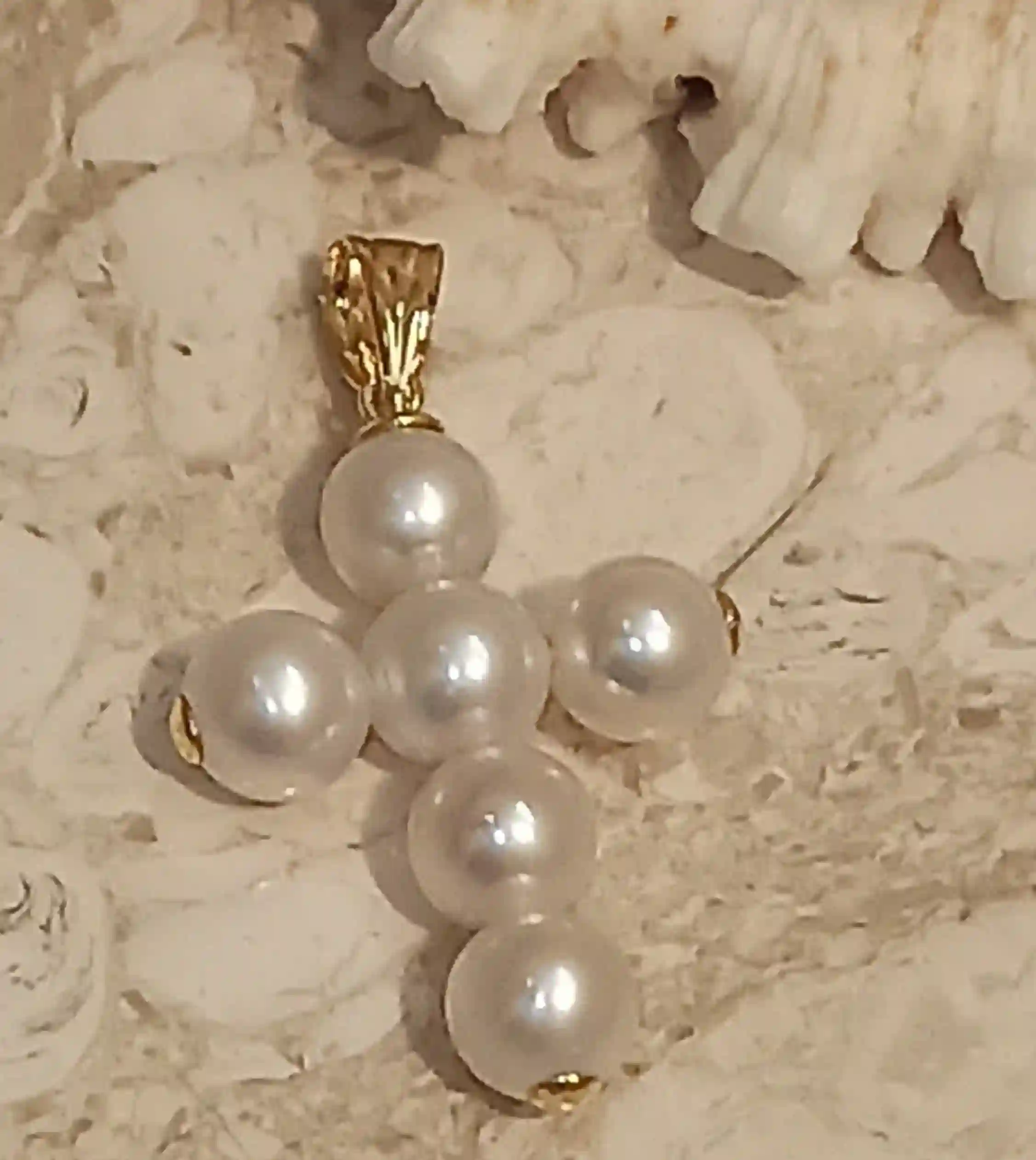 Designer Pearl Cross Pendant,SOLID 18k,GOLD Pearl cross,Christian Mothers Day gift,Pearl Crucifix,Cross for Mom,Cross for women,UNIQUE Cross 