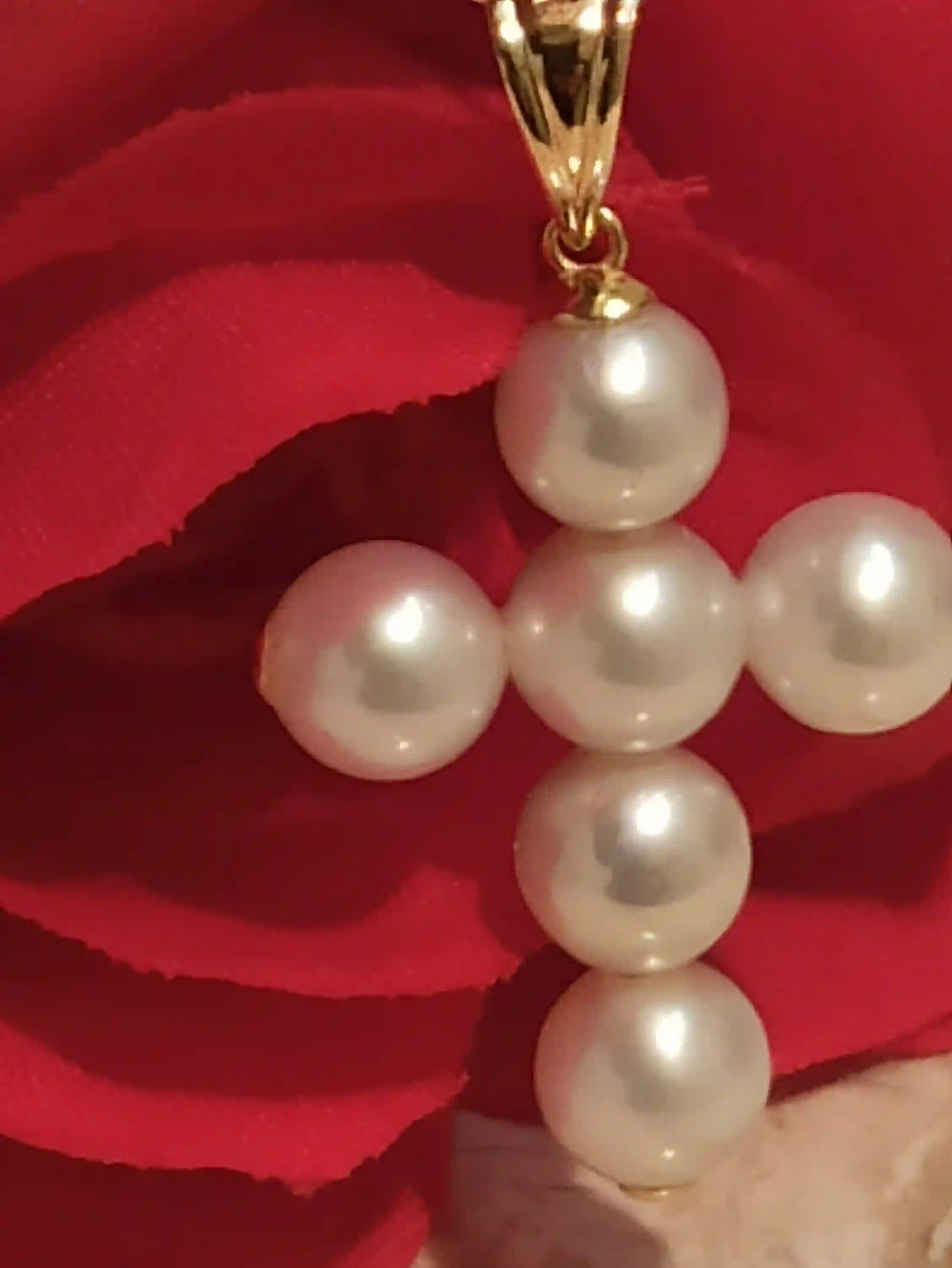 Designer Pearl Cross Pendant,SOLID 18k,GOLD Pearl cross,Christian Mothers Day gift,Pearl Crucifix,Cross for Mom,Cross for women,UNIQUE Cross 