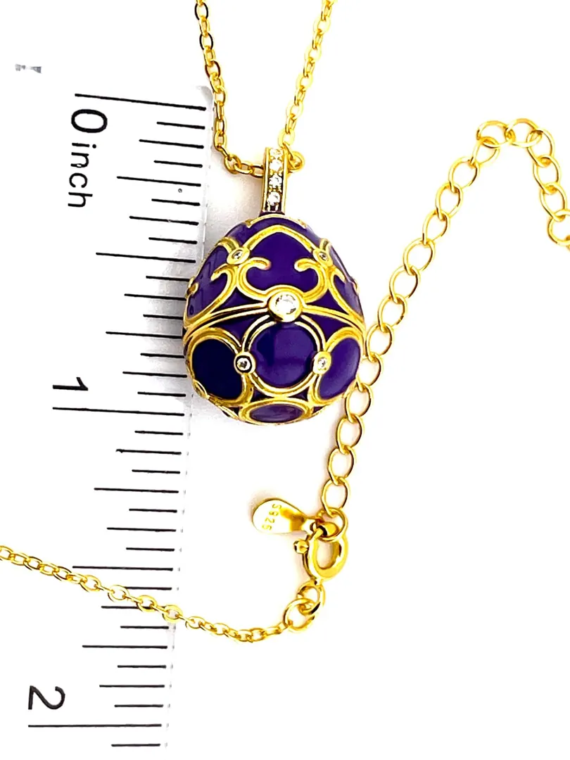 Luxury Amethyst Necklace Faberge Egg Necklace Faberge Jewelry Faberge Pendant Egg HANDMADE Valentine Gift for Her Vermeil 18K Yellow Gold