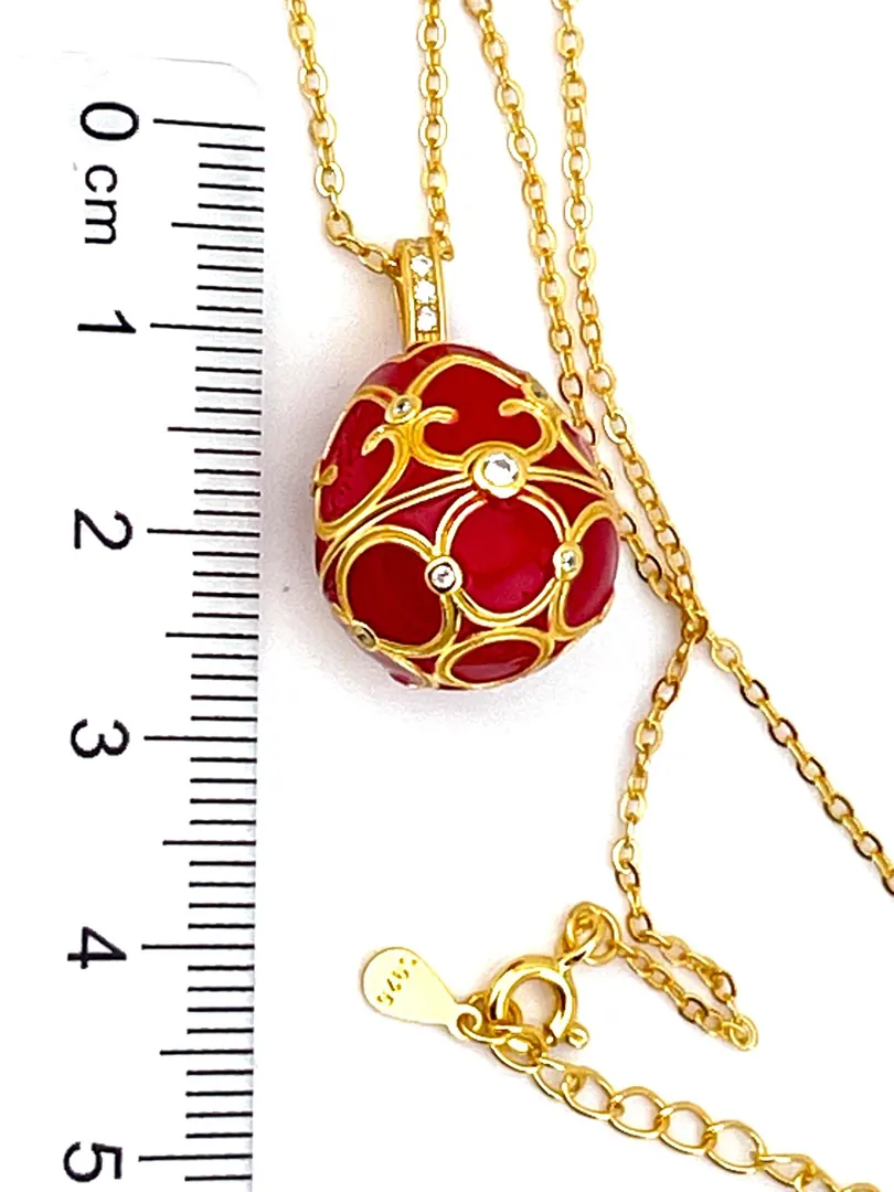 Luxury Ruby Red Necklace Faberge Egg Necklace Faberge Jewelry Faberge Pendant Egg HANDMADE Valentine Gift for Her Vermeil 18k Yellow Gold