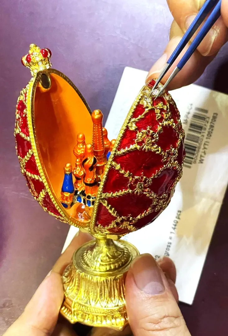 Pierre Lorren Fabergé Egg St. Petersburg Fabergé egg style Home Decor Pure Gold Decor Swarovski Crystal Diamond Handset Birthday Anniversary