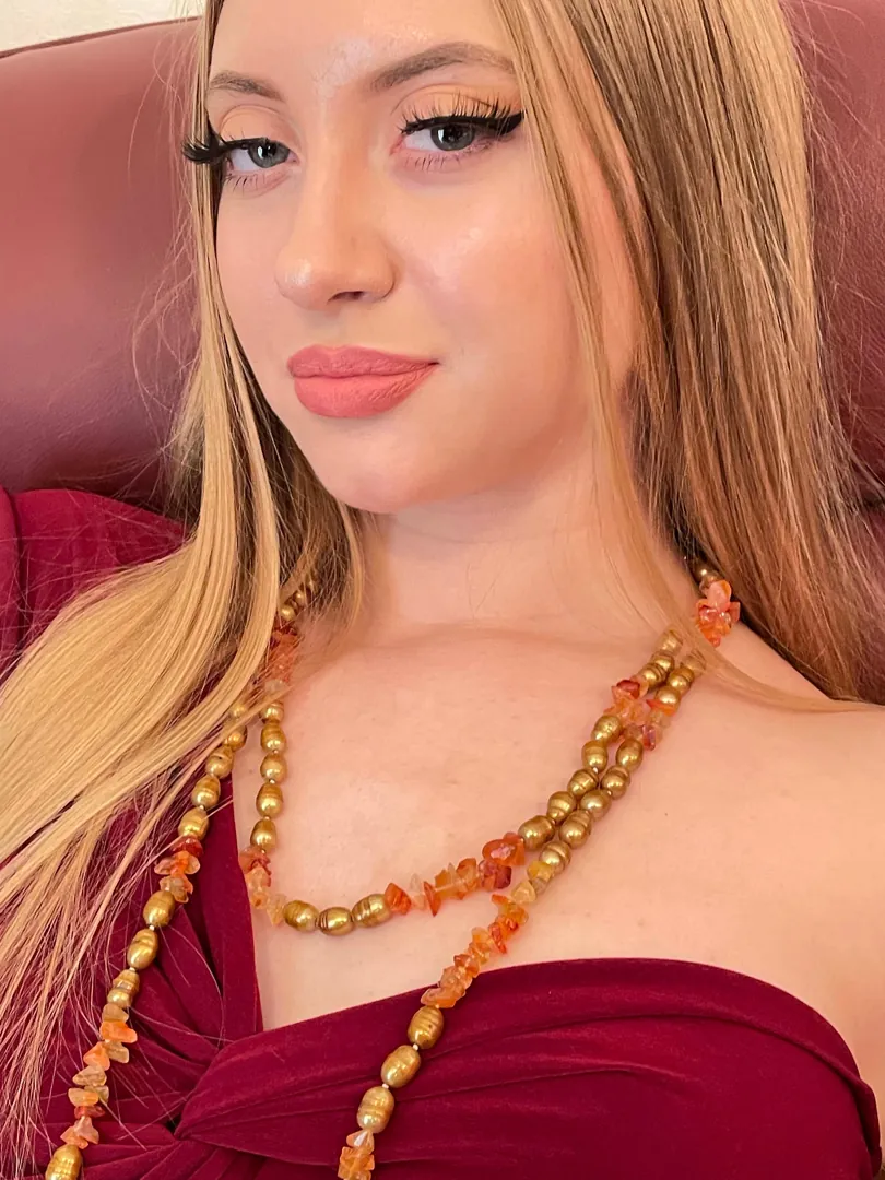 Superb AKOYA Cultured Bronze Pearl Necklace - GOLD Pearl Necklace - HANDKNOTTED Necklace - Daughter Graduation Gift for Her - 62 Inches