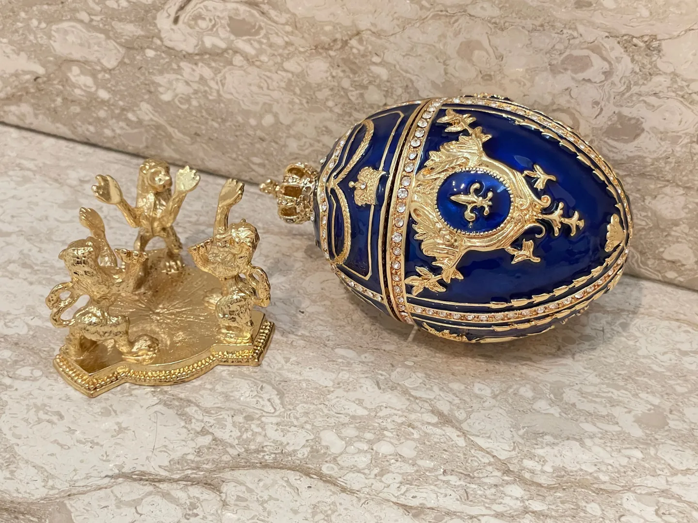 Fabergé Egg, Faberge style Imperial Egg, Special Keepsake, Faberge egg, Anniversary Men Birthday gift for him, Luck gifts, 24K GOLD HANDMADE.