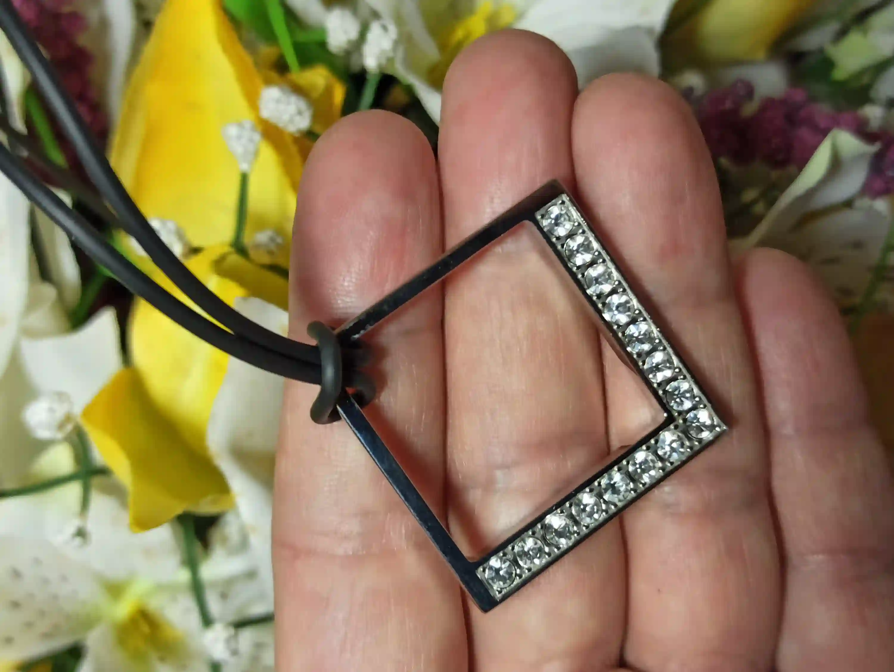Silver Necklace Diamond Shaped Pendant/Geometric Necklace/Minimalist Jewelry/Graduation Gift for her Jewelry for girls Modern Necklace 1.5ct 
