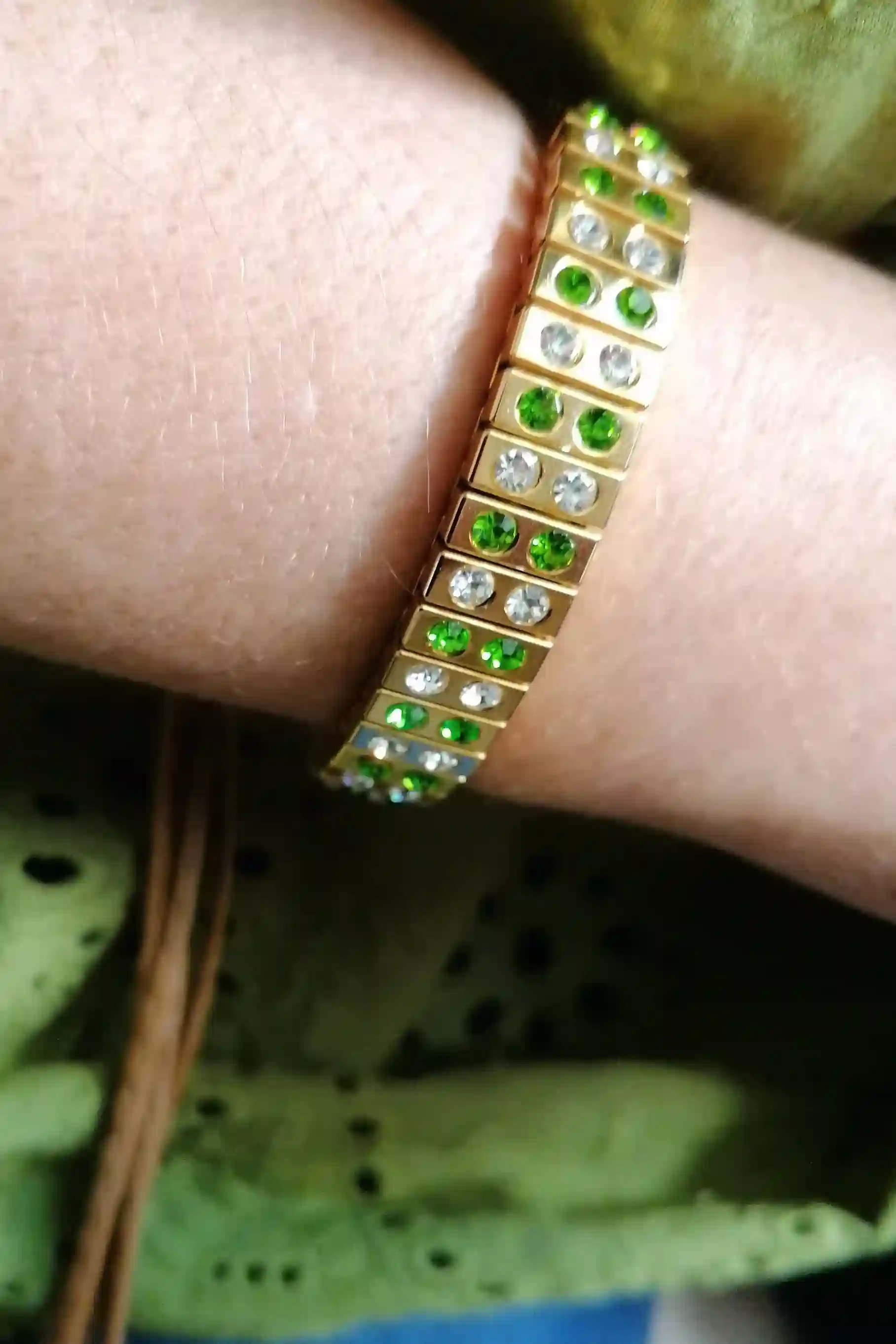 24k Gold PERIDOT bracelet Green gem Birthston bangle WEDDING jewelry bridesmaid bracelet Silver Crystal GEM friendship braclet birthday gift 