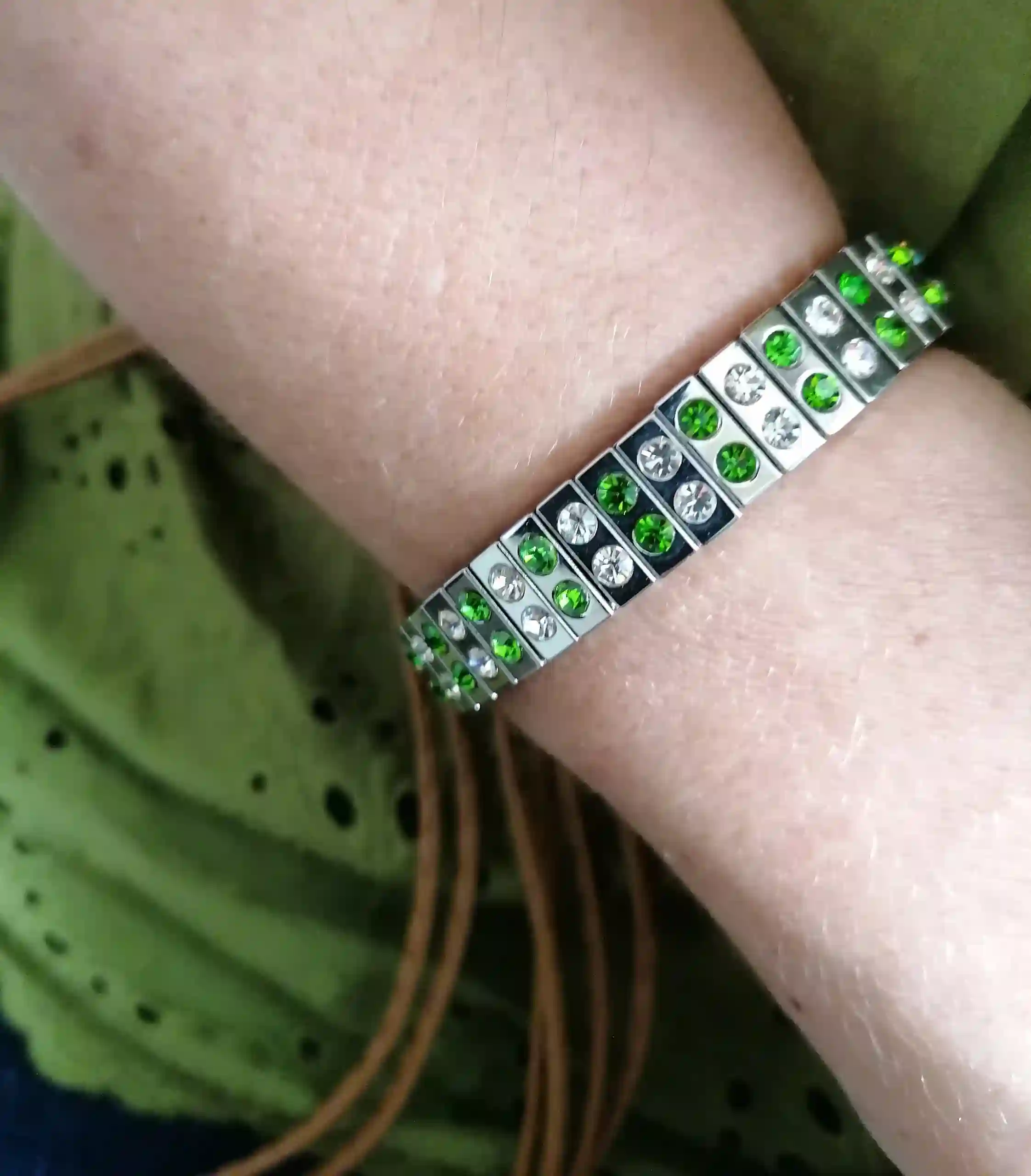 24k Gold PERIDOT bracelet Green gem Birthston bangle WEDDING jewelry bridesmaid bracelet Silver Crystal GEM friendship braclet birthday gift 