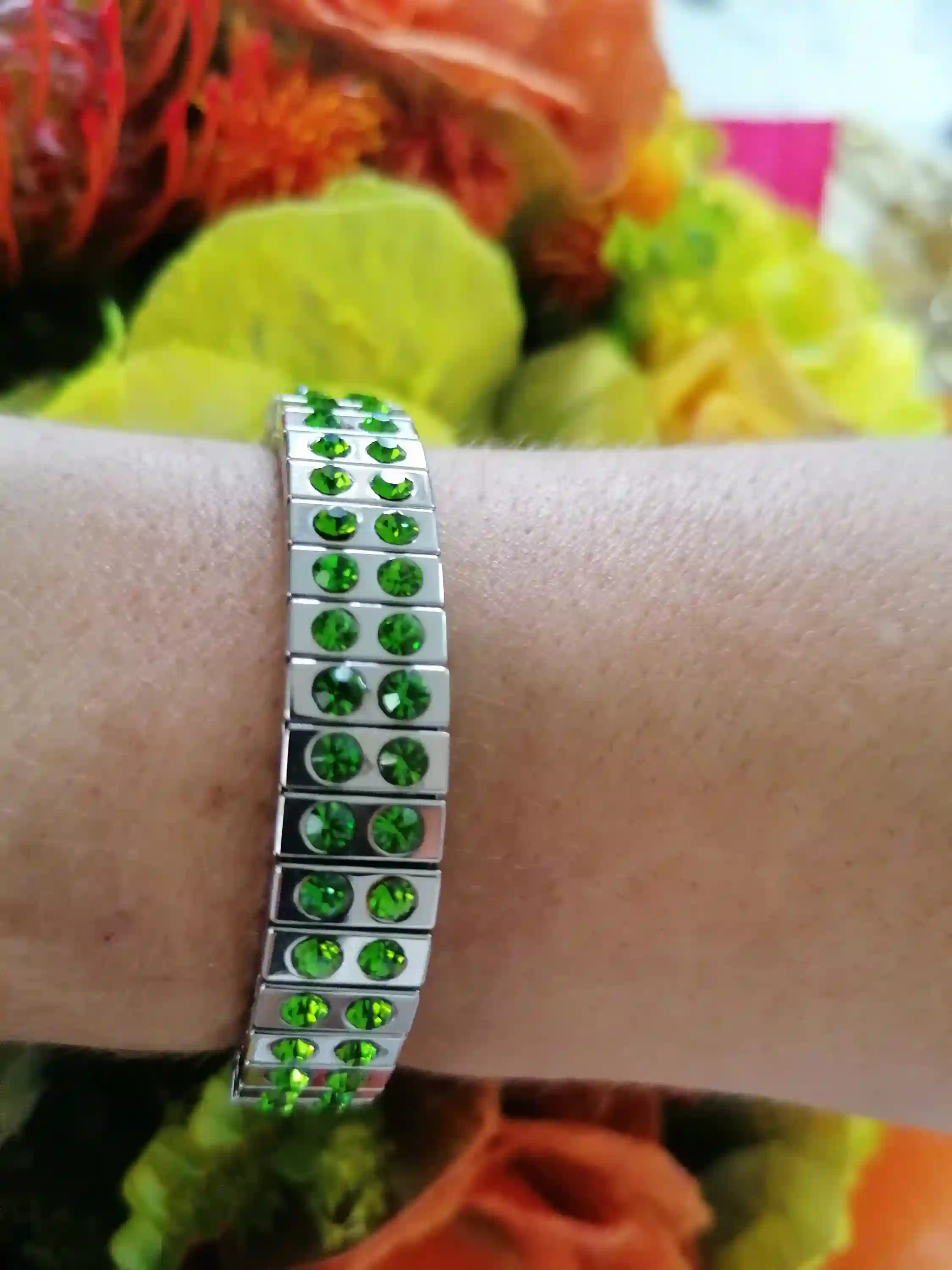 24k Gold PERIDOT bracelet Green gem Birthston bangle WEDDING jewelry bridesmaid bracelet Silver Crystal GEM friendship braclet birthday gift 