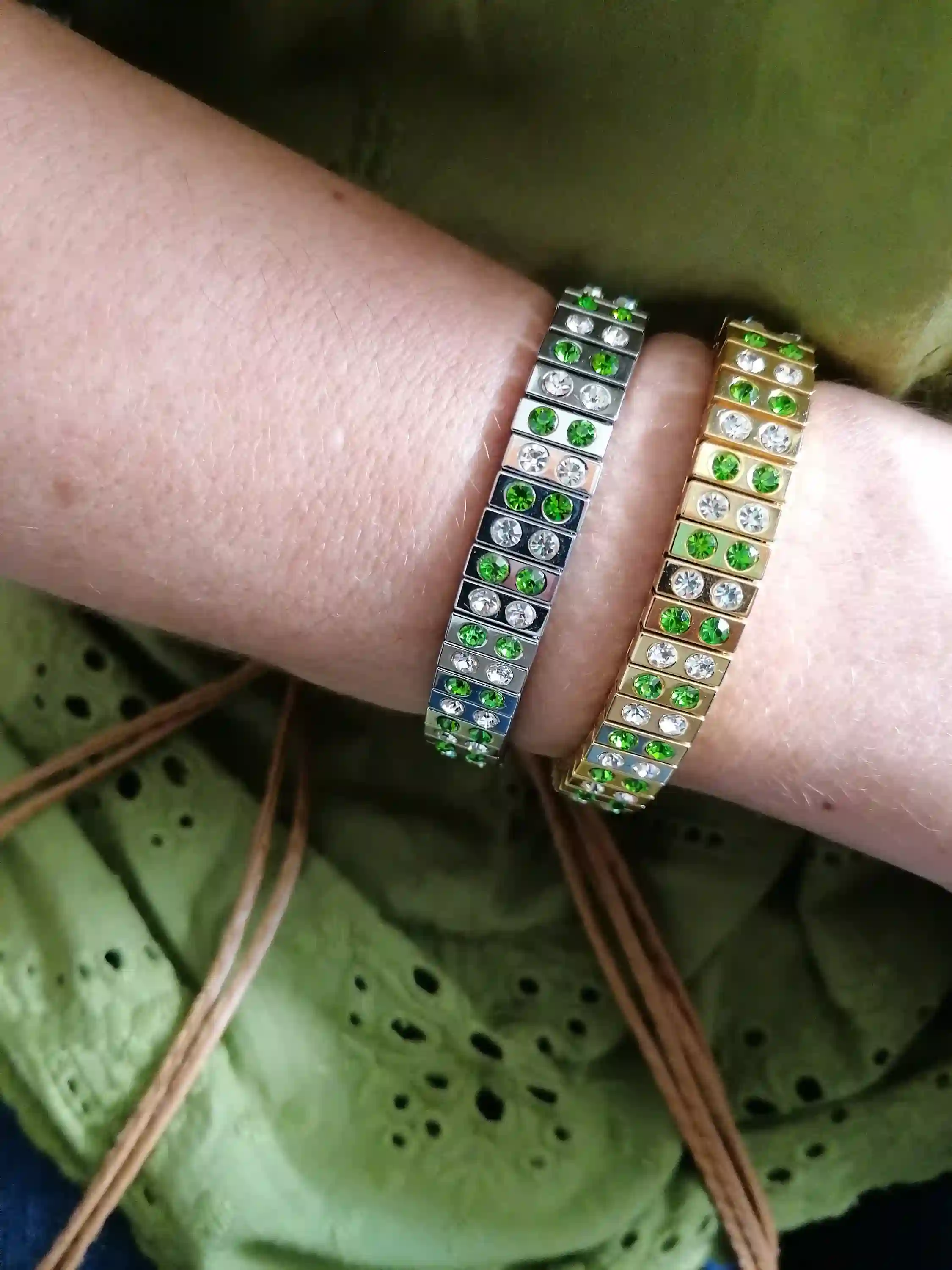 24k Gold PERIDOT bracelet Green gem Birthston bangle WEDDING jewelry bridesmaid bracelet Silver Crystal GEM friendship braclet birthday gift 