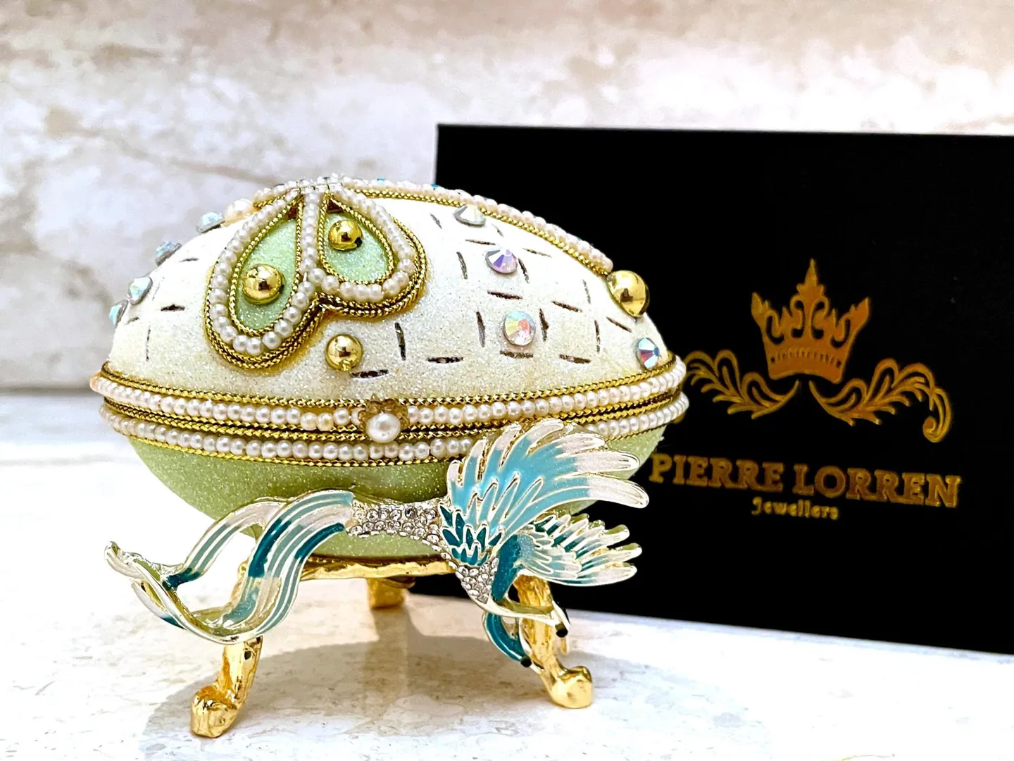 Pierre Lorren Faberge Egg Music Box Natural Fabergé Egg Vintage 2000 Birthday Gift for Her Anniversary Gift for Wife HANDMADE Love ETERNITY