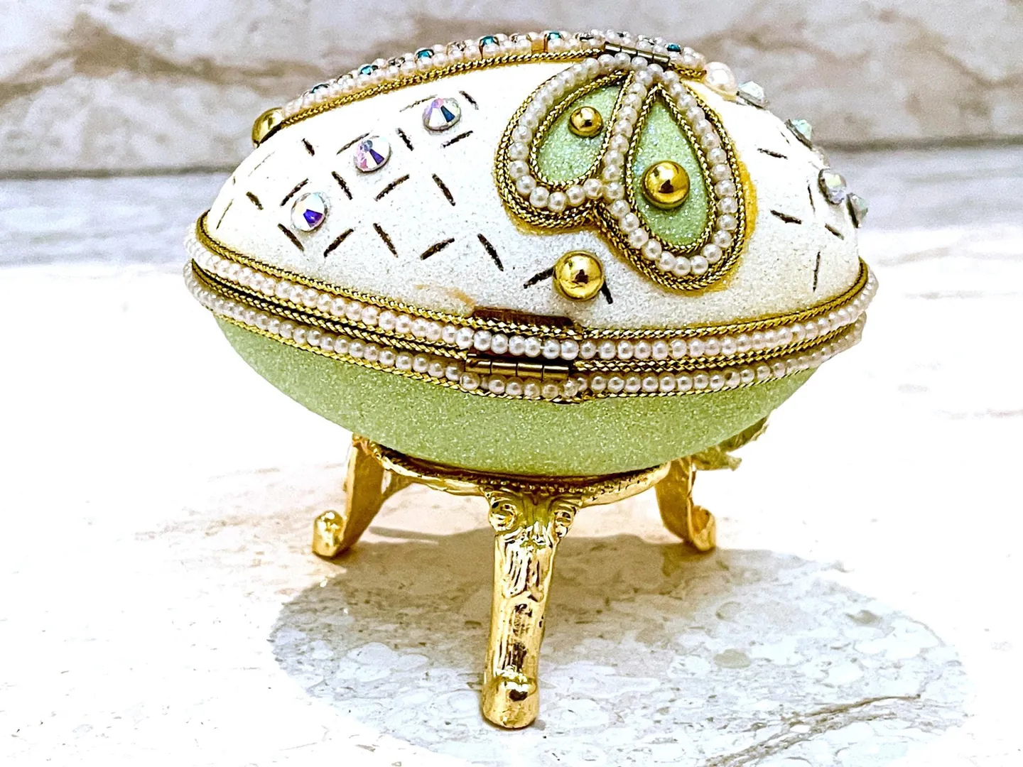 Pierre Lorren Faberge Egg Music Box Natural Fabergé Egg Vintage 2000 Birthday Gift for Her Anniversary Gift for Wife HANDMADE Love ETERNITY