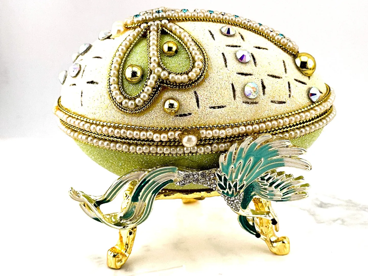 Pierre Lorren Faberge Egg Music Box Natural Fabergé Egg Vintage 2000 Birthday Gift for Her Anniversary Gift for Wife HANDMADE Love ETERNITY
