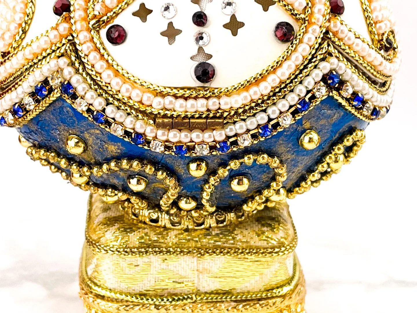 Vintage Faberge Egg 1992 Birthday Unique Gifts for Women Jewelry Box Natural Handmade Eggs Faberge Style Egg Crystal Diamond Pure Gold Deco