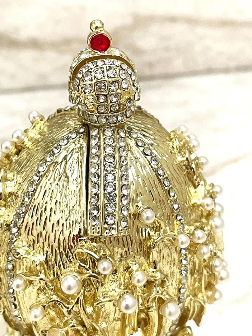 Pure Gold Faberge Egg Style Photo Frame Faberge Easter Eggs Austrian Crystals Handmade Fabergé by Pierre Lorren.