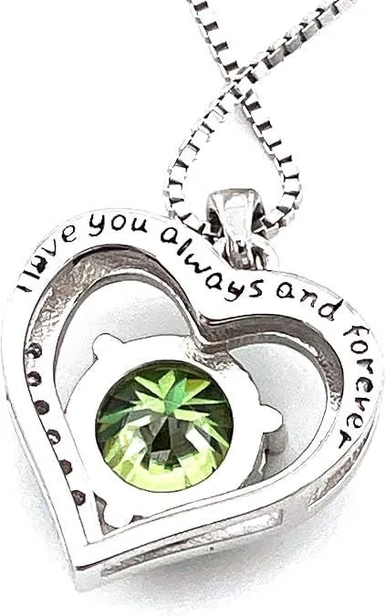 Heart Emerald Diamond Necklace, Heart-Shaped Emerald 18K White Gold Silver Emerald Valentine's Day Mother's Day May Birthday Gift for Women