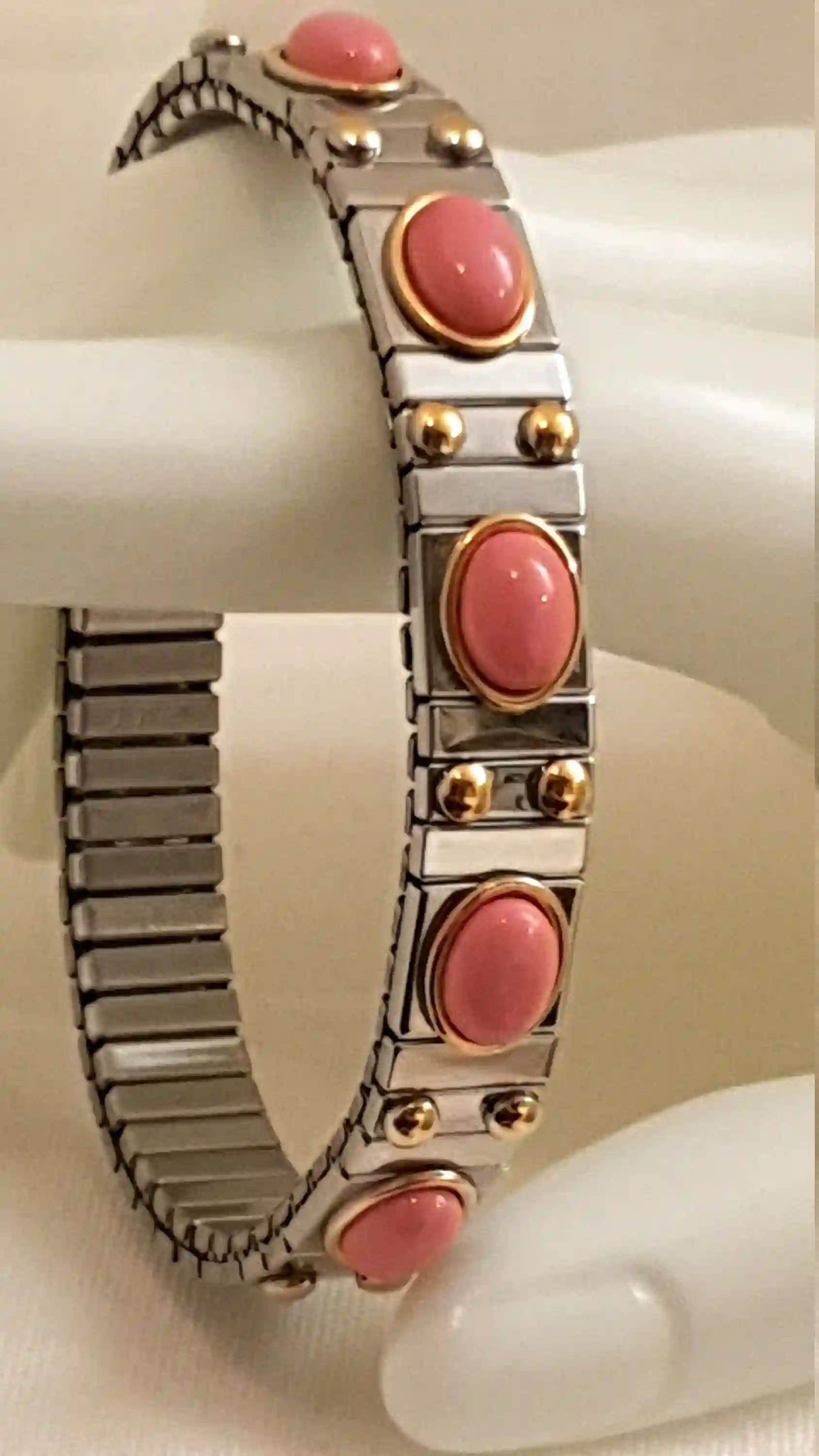 Pink TOPAZ and Rose QUARTZ Bracelet/Rose Quartz Jewelry/Silver Bracelet Stack HANDMADE/Pink Gemstone Bracelet Gift/October Birthstone Jewelr 
