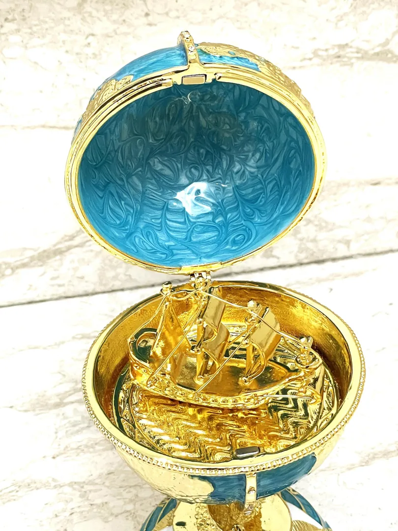 Faberge Eggs Rare Fabergé Egg Ornament Blue Faberge Eggs Pure Gold Decor Swarovski HANDMADE Graduation Christmas Gift for Him by PierreLorren