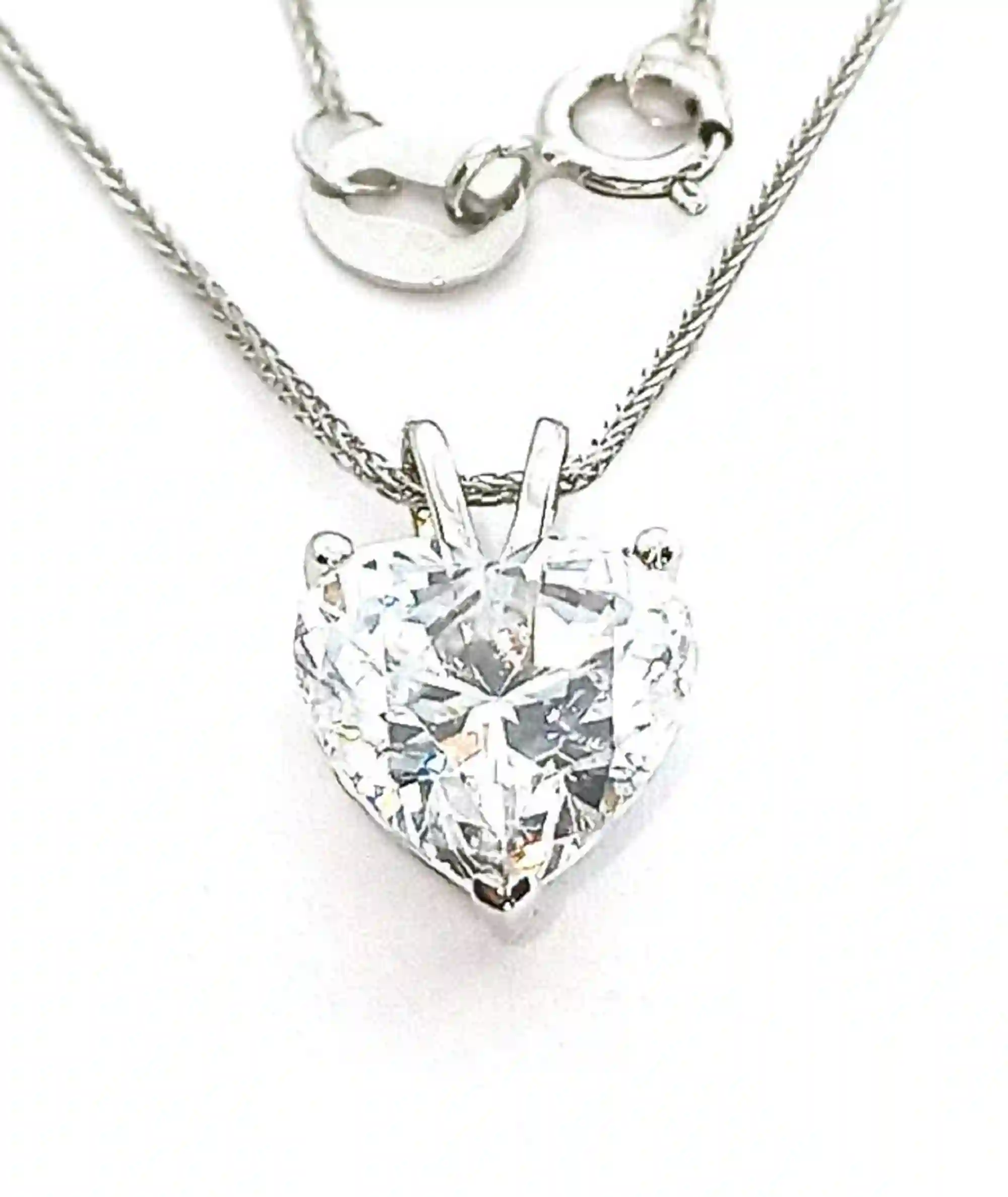 18k Gold Diamond Heart Necklace - 1.5 ct Diamond Pendant HEART Diamond Jewelry for women - Heart Solitaire Necklace Diamond Anniversary gift 