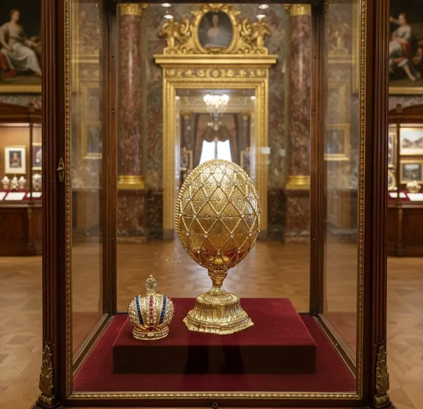 Designer Faberge Style Egg Gift for Him Pure Gold Faberge Egg Decorative Boxes Fabergé Egg Swarovski Handmade