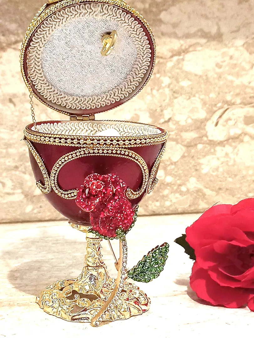 2014 Valentine's Day Trinket Box Faberge Egg Gold Faberge Necklace Faberge Egg Jewelry Set Valentine's Day Gift for Her 10th Anniversary Gift