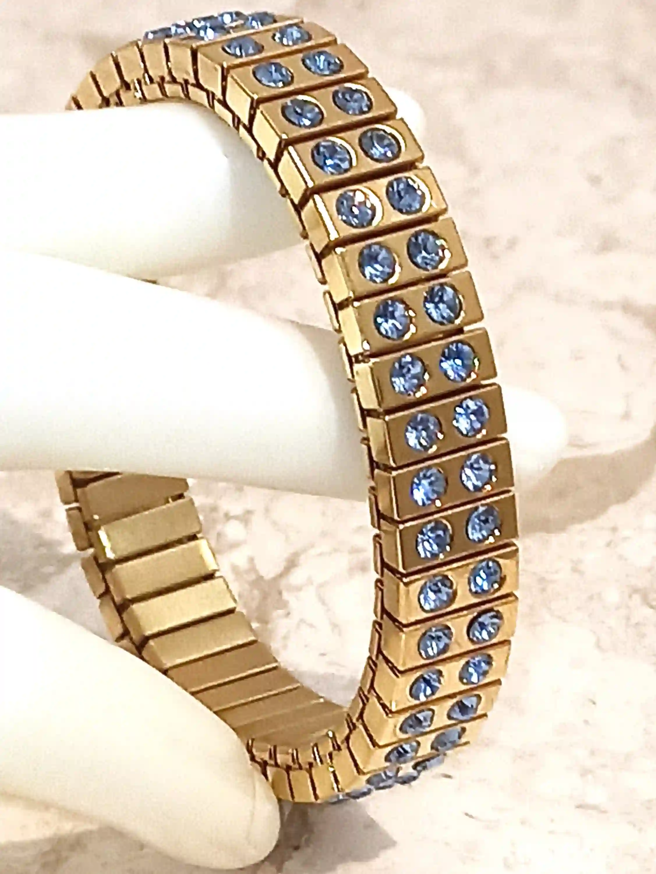 London Blue TOPAZ Bracelet 24k GOLD Bleu SWAROVSKI Crystal Bracelet Handmade Christmas December birthday Gift for women Anniversary Bracelet 