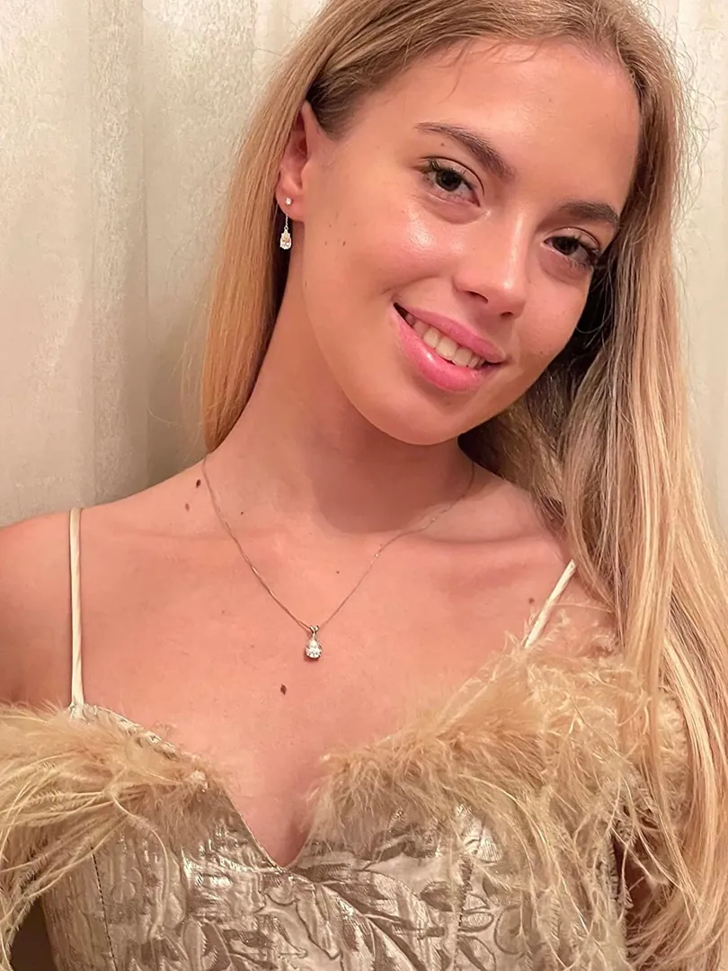 4ct Tear Drop Diamond Necklace, Tear Drop Diamond Earrings, Diamond Jewelry, Solid 18k White Gold Birthday Anniversary Gift for Her Graduation.