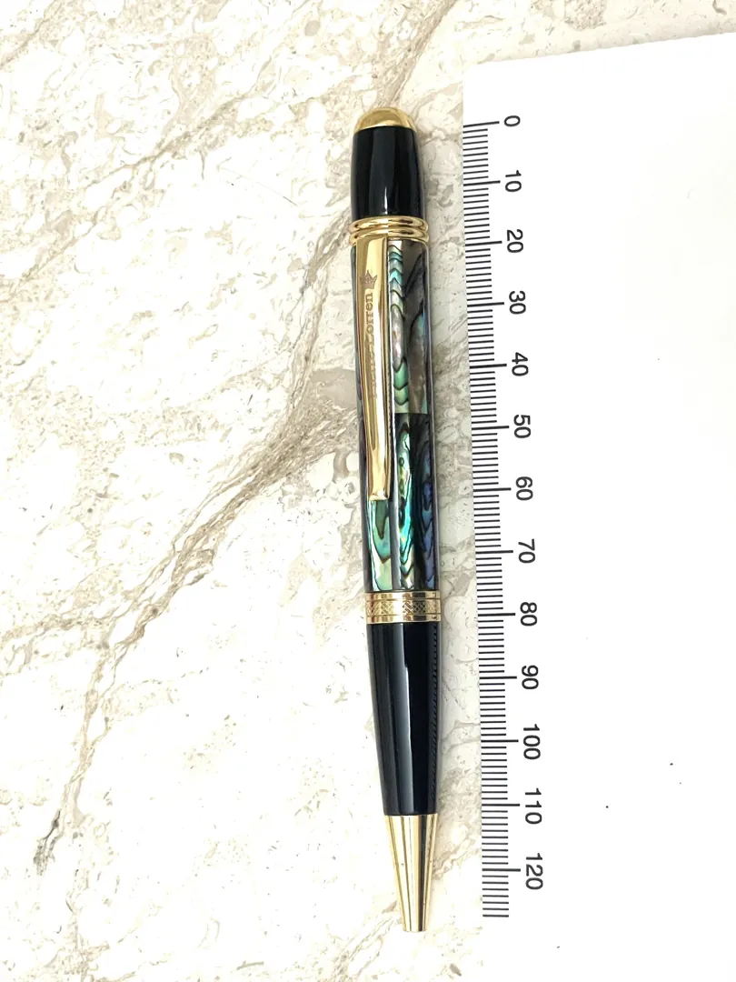 Handmade Greek Luxury Pen – Natural Opal Inlay Pens – Executive Pen - 18K Gold Vermeil Hand Engraved Zig-Zag Pattern – Made in Greece Gifts