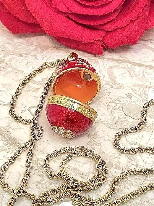 Pierre Lorren Red Faberge Egg Necklace Pendant Bracelet - Faberge Style Egg - Wedding Jewelry Gift Fabergé Eggs Handmade 24k Gold Swarovski
