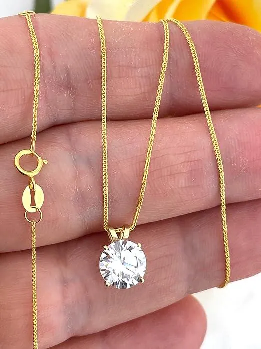 Solid 18K Gold Diamond Necklace, Diamond Solitaire Necklace, Lab Grown Diamond Pendant Perfect Gift for Her Handmade by Pierre Lorren