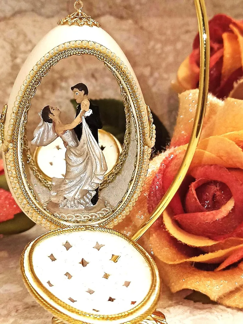 Faberge Egg Wedding Anniversary Gift, Hand-Carved Natural Egg, 24K Gold, Heirloom Collectibles by PierreLorren
