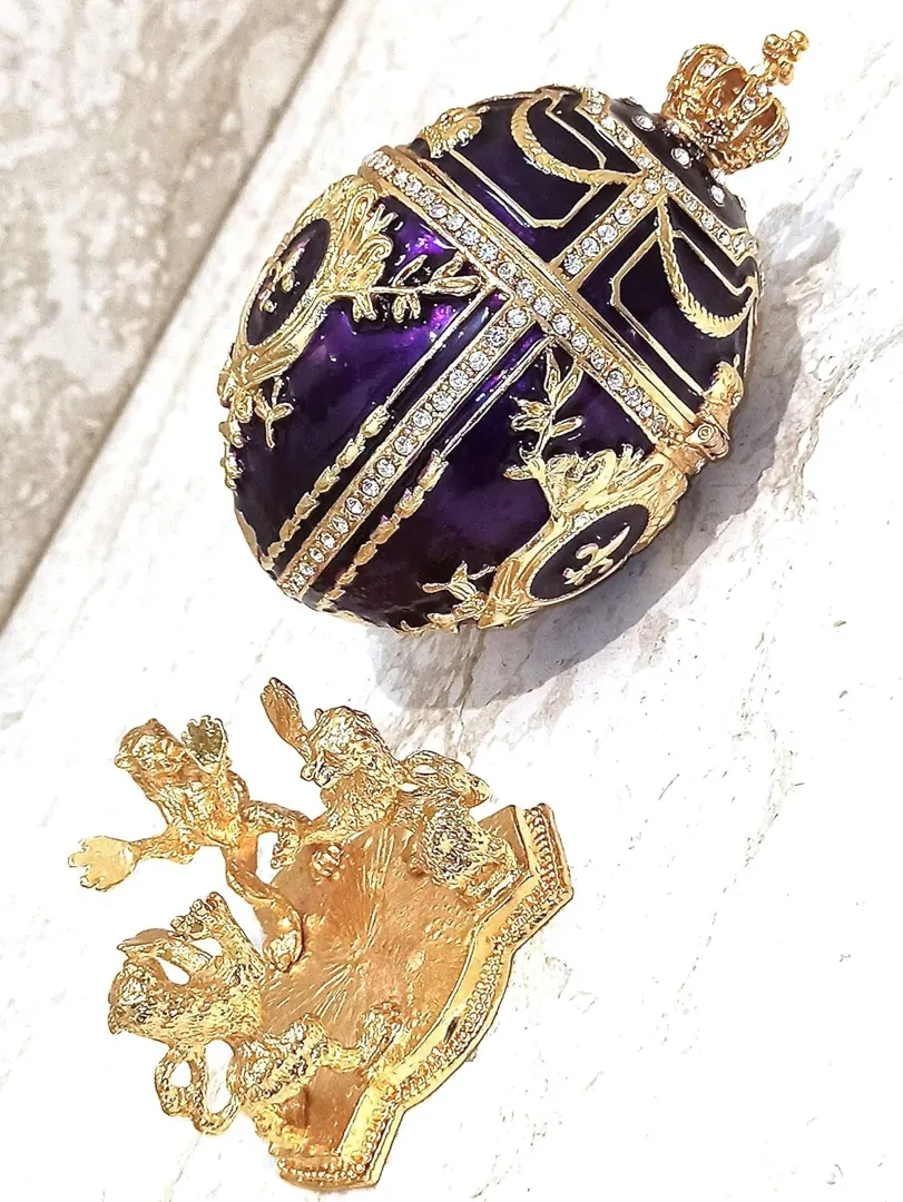 Sympathy Gift for Loss of a Loved One, Bereavement Gift, Remembrance Ornament, Grief Memorial Ornament, Faberge Egg Trinket & Diamond Necklace.