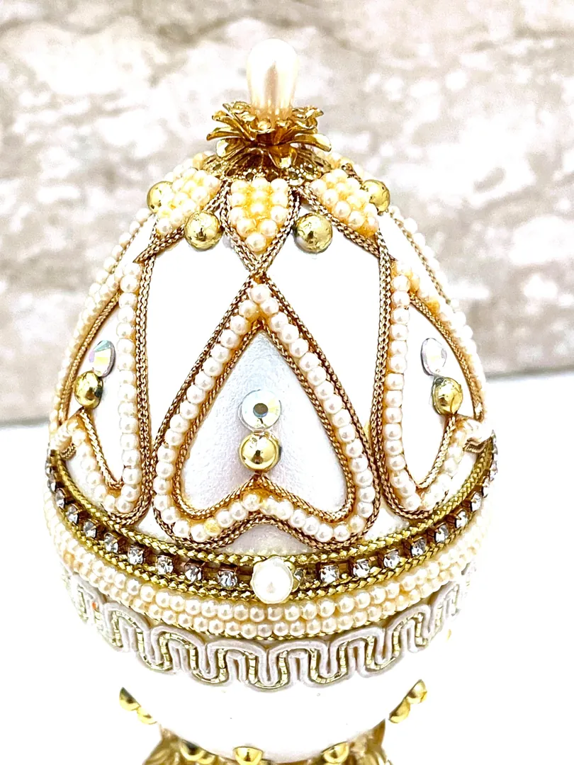 1996 Faberge Egg Holy Trinity Protection Egg Fabergé-Style Musical Jewelry Box - New Mom Heirloom - Angels Pure Gold HANDMADE Pierre Lorren