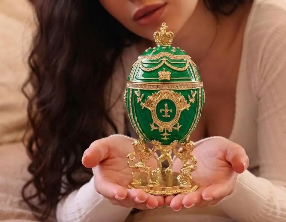 Limited Edition Faberge Egg Jewelry Box Handmade Russian Easter Egg Fabergé Style Egg Trinket Box 24k Gold Swarovski Crystal by Pierre Lorren