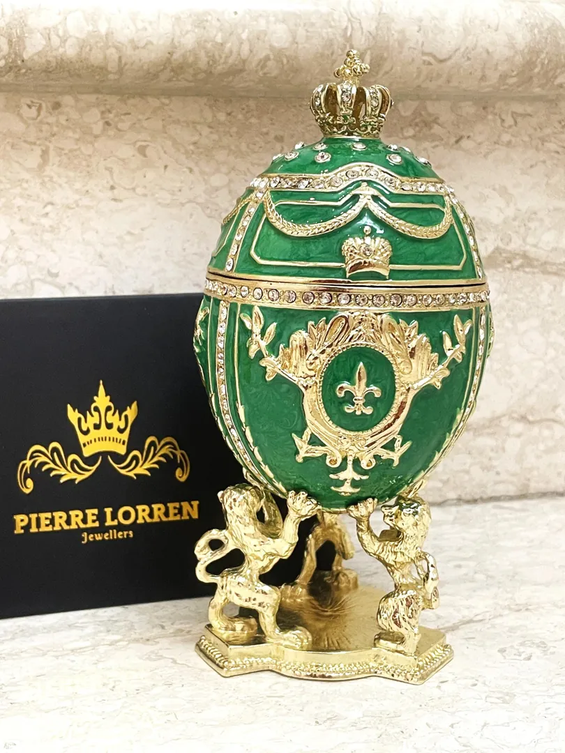Limited Edition Faberge Egg Jewelry Box Handmade Russian Easter Egg Fabergé Style Egg Trinket Box 24k Gold Swarovski Crystal by Pierre Lorren