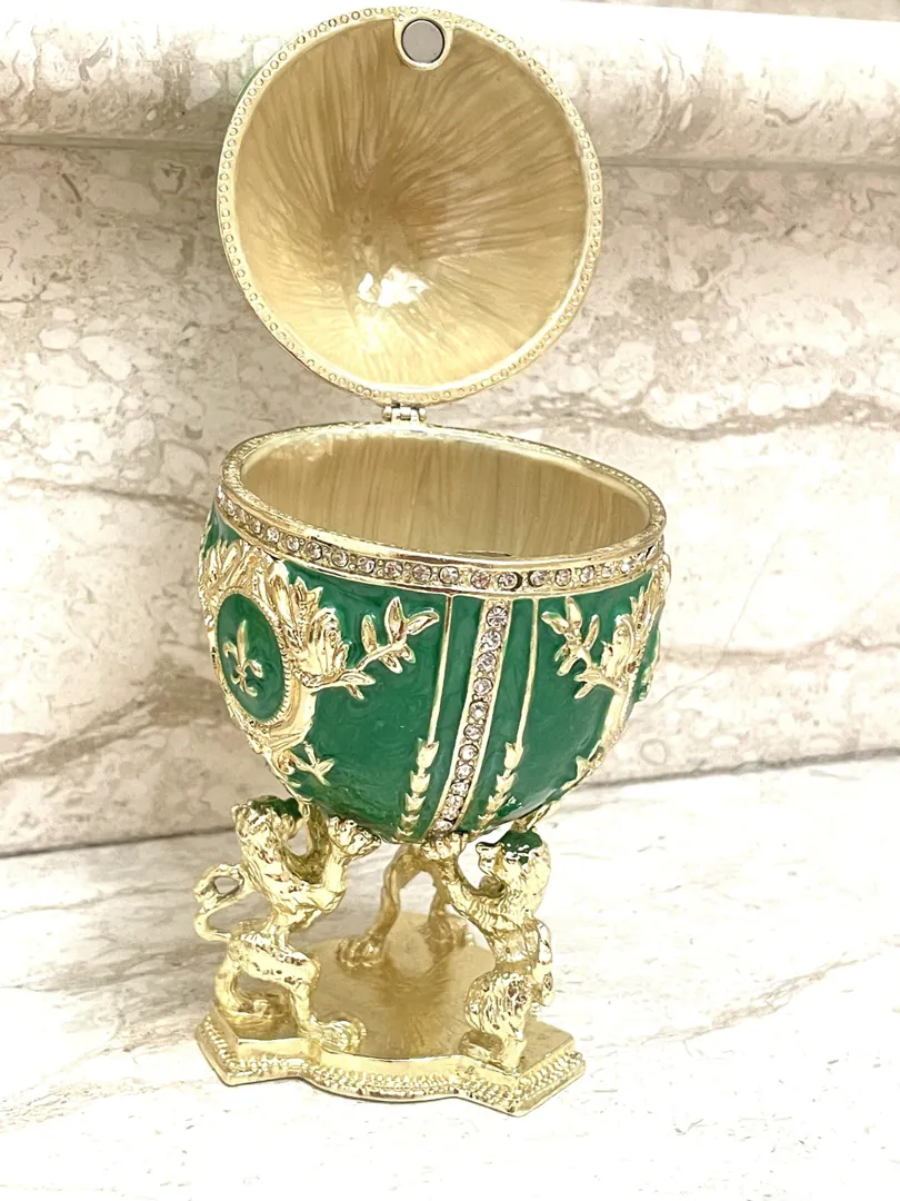Limited Edition Faberge Egg Jewelry Box Handmade Russian Easter Egg Fabergé Style Egg Trinket Box 24k Gold Swarovski Crystal by Pierre Lorren