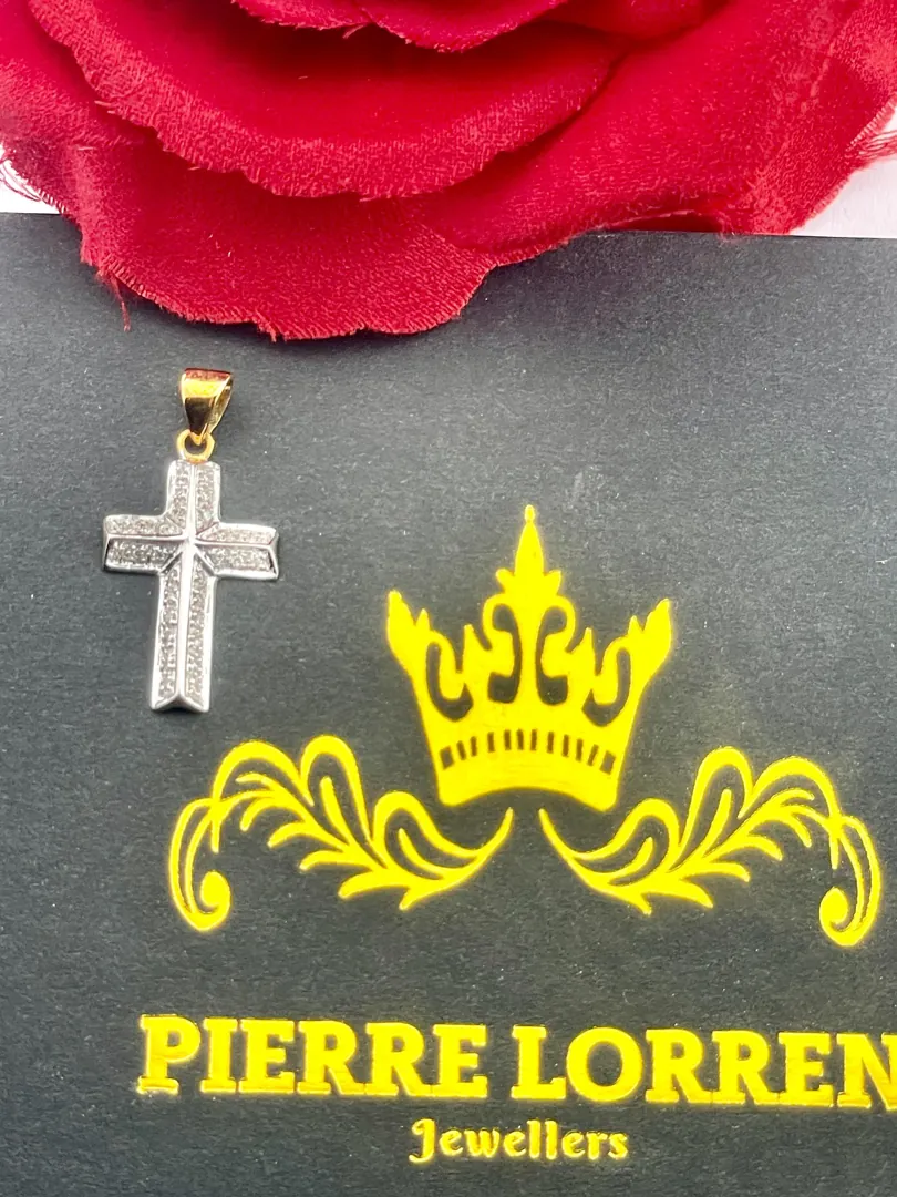 18k Yellow Gold Cross Pendant Natural Diamond Cross Solid 18kt GOLD Cross Necklace Christianity Cross for Christian Graduation Unisex gifts