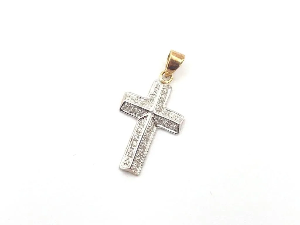 Solid 18k Gold Cross Natural Diamond Cross Pendant Diamond Cross Necklace Christian Crucifix Cross for Baptism Christening Confirmation 18kt