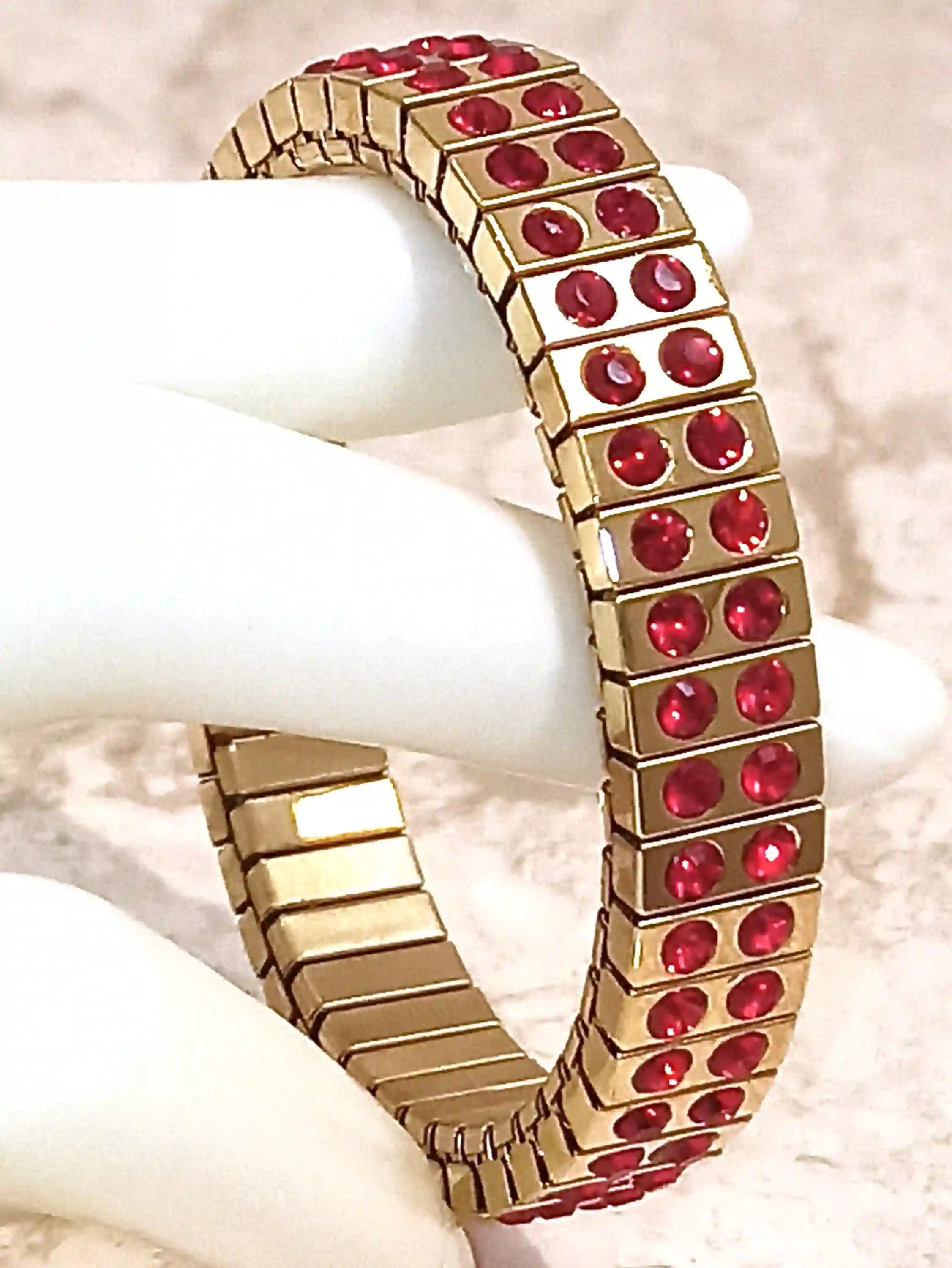 Ruby GOLD Bracelet, July Birthstone Bracelet, Minimalist Jewelry, HANDMADE, Swarovski, Bracelet, 40th Birthday gift for her, Christmas, 2ct 