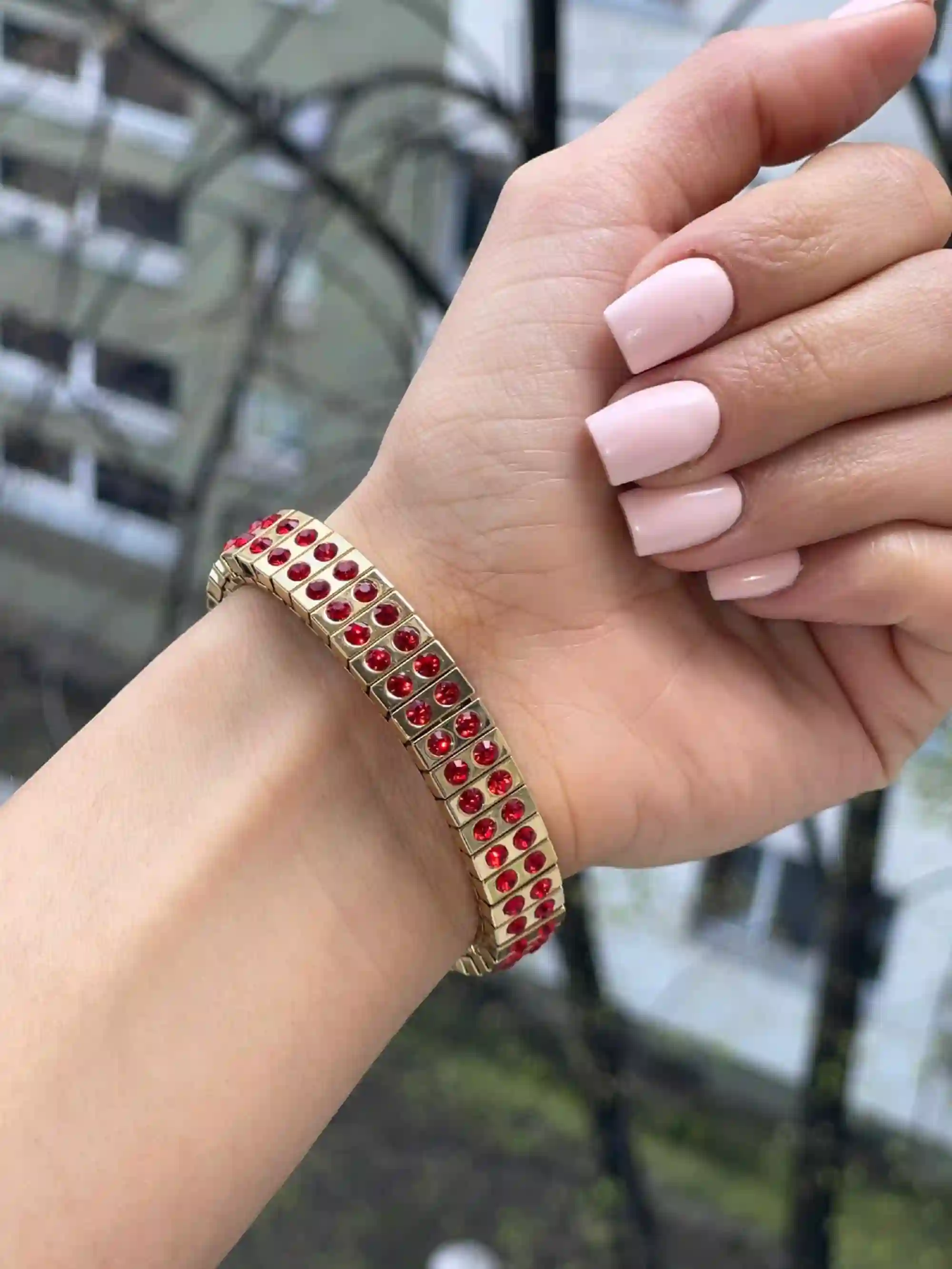 Ruby GOLD Bracelet, July Birthstone Bracelet, Minimalist Jewelry, HANDMADE, Swarovski, Bracelet, 40th Birthday gift for her, Christmas, 2ct 