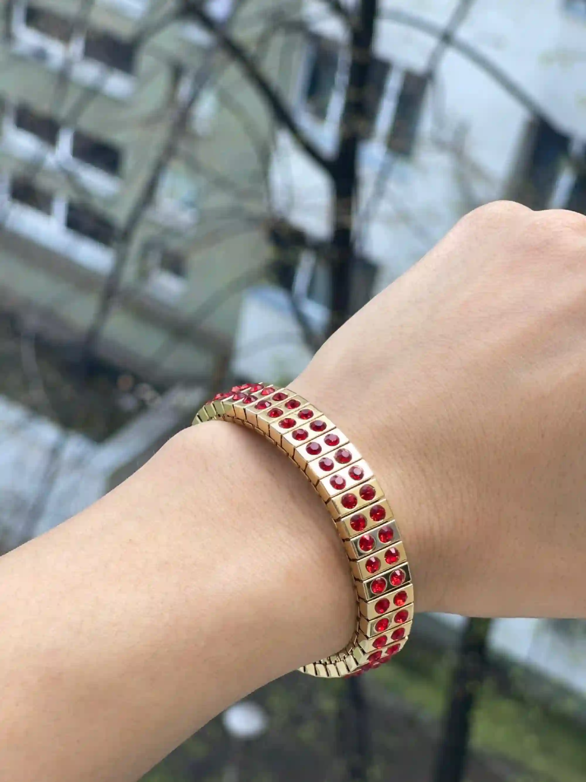 Ruby GOLD Bracelet, July Birthstone Bracelet, Minimalist Jewelry, HANDMADE, Swarovski, Bracelet, 40th Birthday gift for her, Christmas, 2ct 
