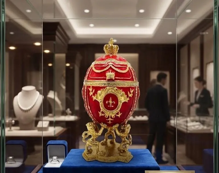 Limited Edition Faberge Egg Jewelry Box Handmade Russian Easter Egg Fabergé Style Egg Trinket Box 24k Gold Swarovski Crystal by Pierre Lorren